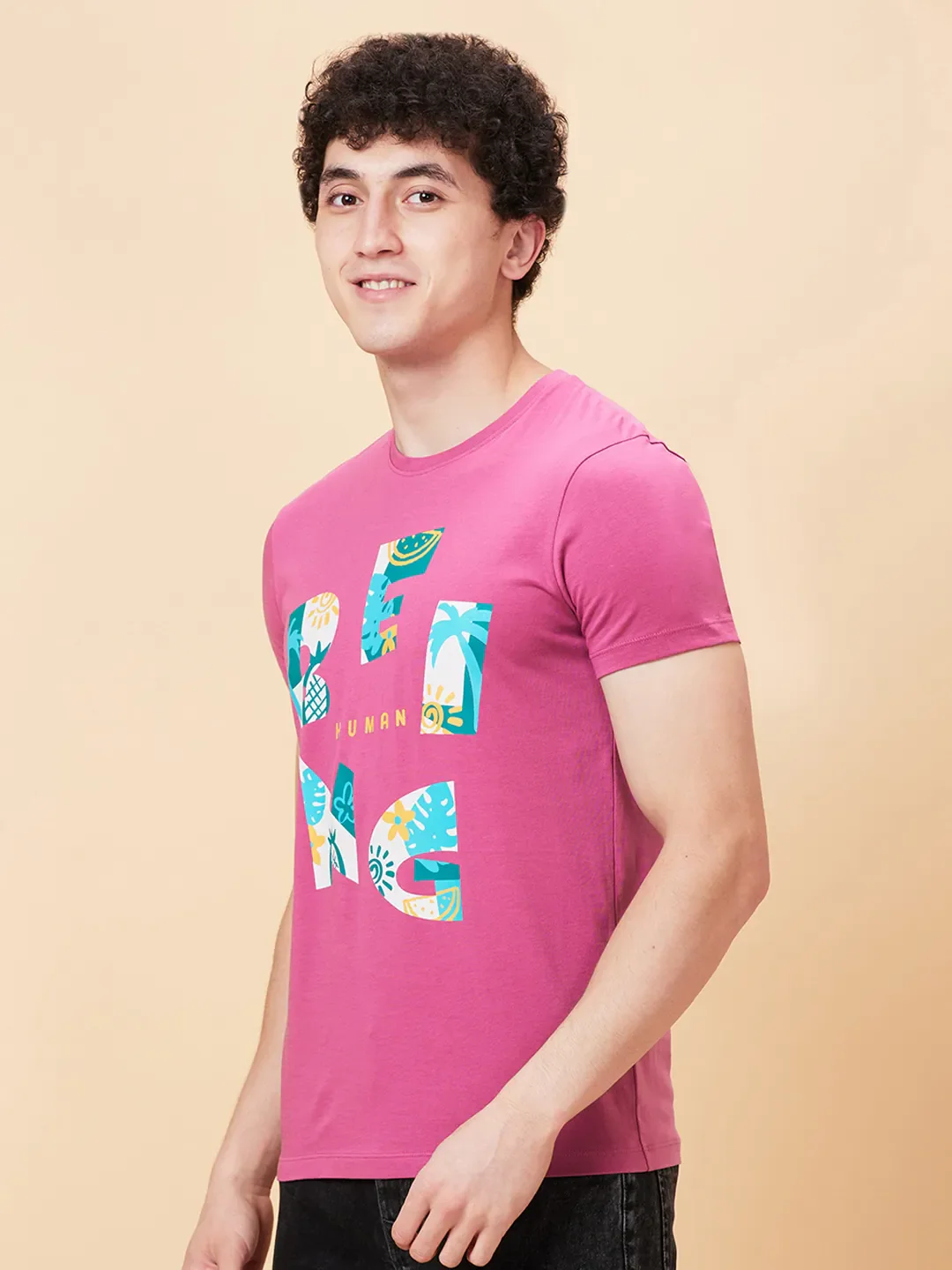 Mauve Haze Regular Fit Round Neck Men's T-Shirt by Being Human Clothing - Image 4
