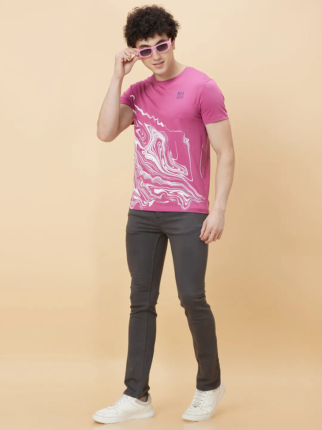 Mauve Haze Regular Fit Round Neck Men's T-Shirt by Being Human Clothing - Image 6