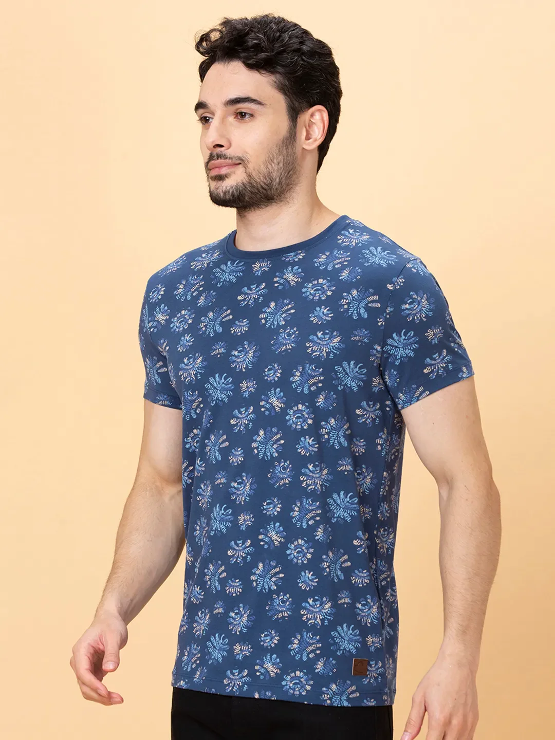 Midnight Blue Regular Fit Round Neck Men's T-Shirt by Being Human Clothing - Image 4
