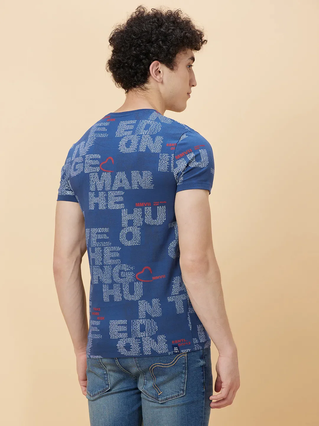 Midnight Blue Regular Fit Round Neck Men's T-Shirt by Being Human Clothing - Image 4
