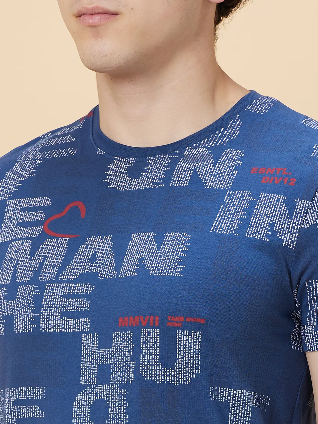 Midnight Blue Regular Fit Round Neck Men's T-Shirt by Being Human Clothing - Image 5