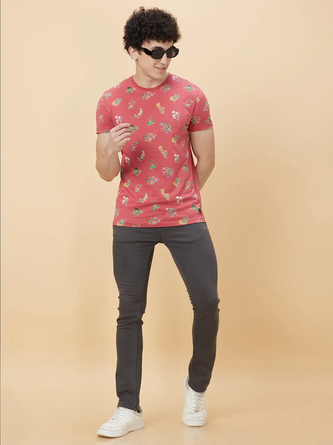 Mineral Red Regular Fit Round Neck Men's T-Shirt by Being Human Clothing - Image 6