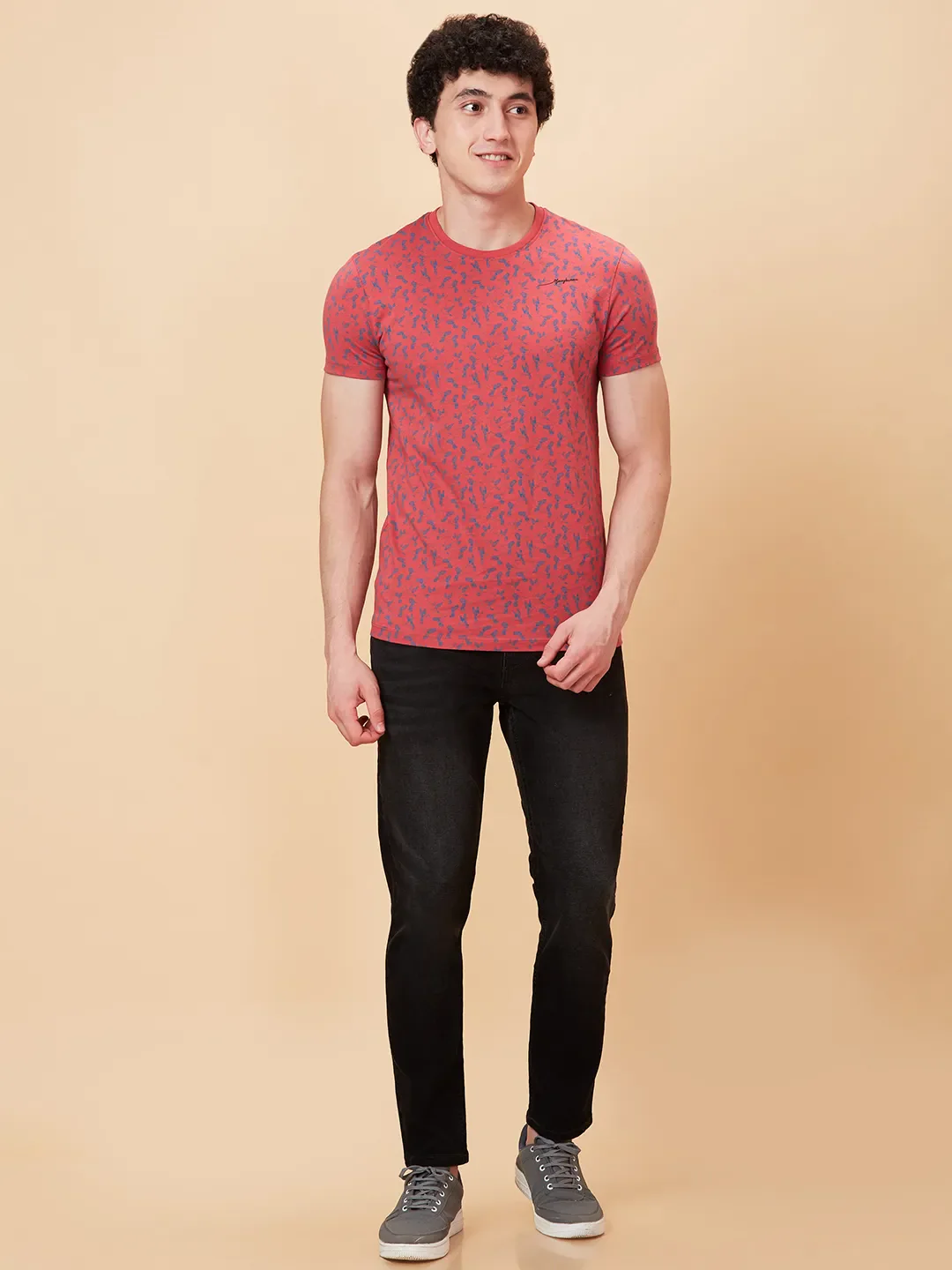 Mineral Red Regular Fit Round Neck Men's T-Shirt by Being Human Clothing - Image 2