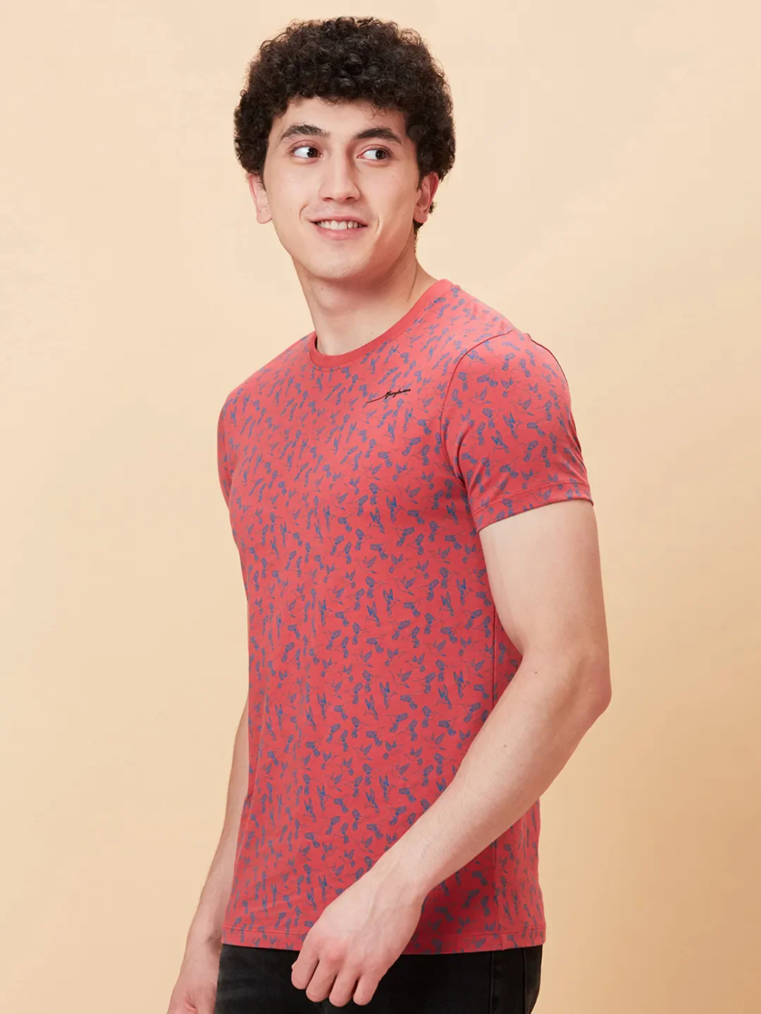 Mineral Red Regular Fit Round Neck Men's T-Shirt by Being Human Clothing - Image 4