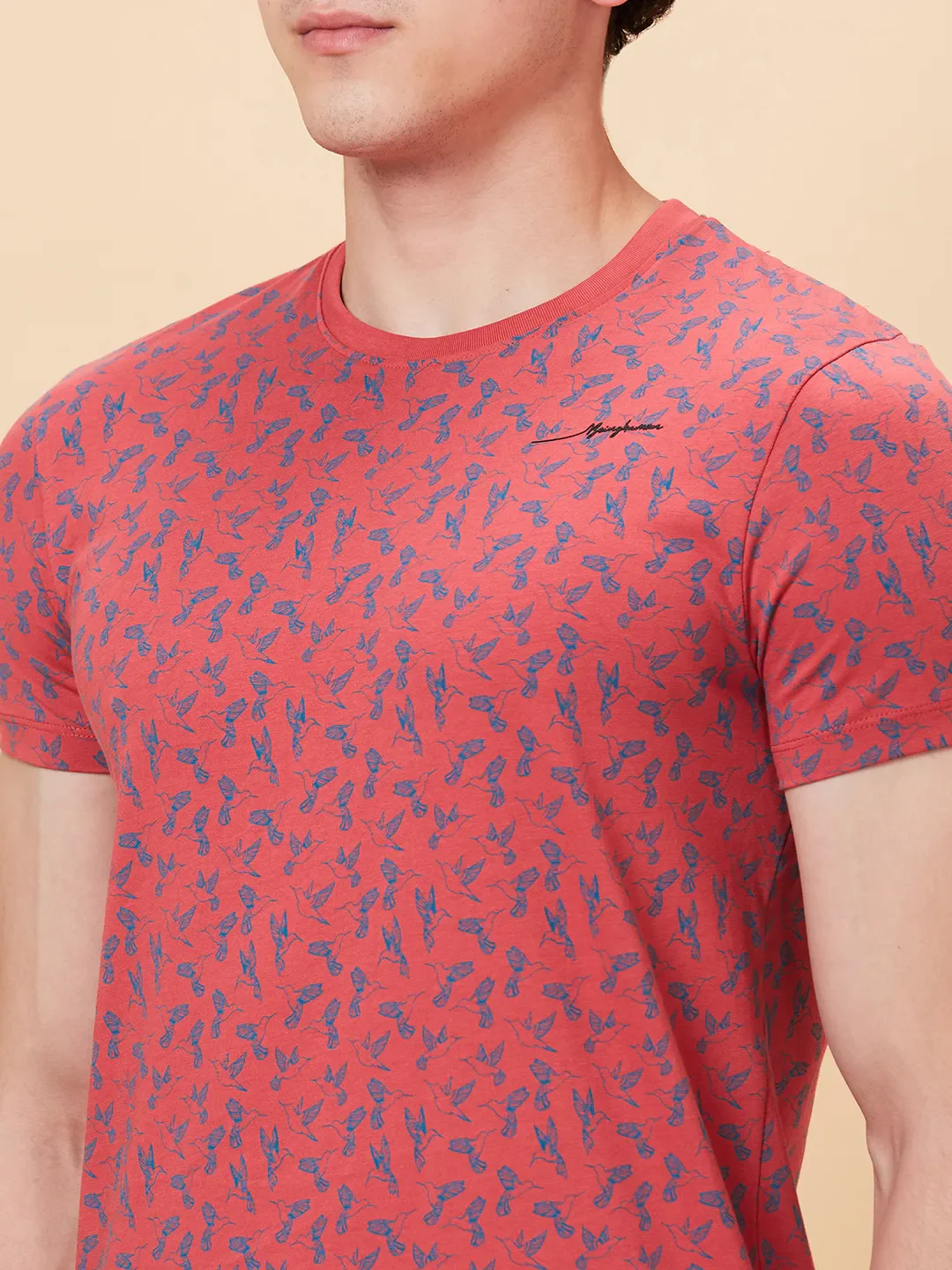 Mineral Red Regular Fit Round Neck Men's T-Shirt by Being Human Clothing - Image 5