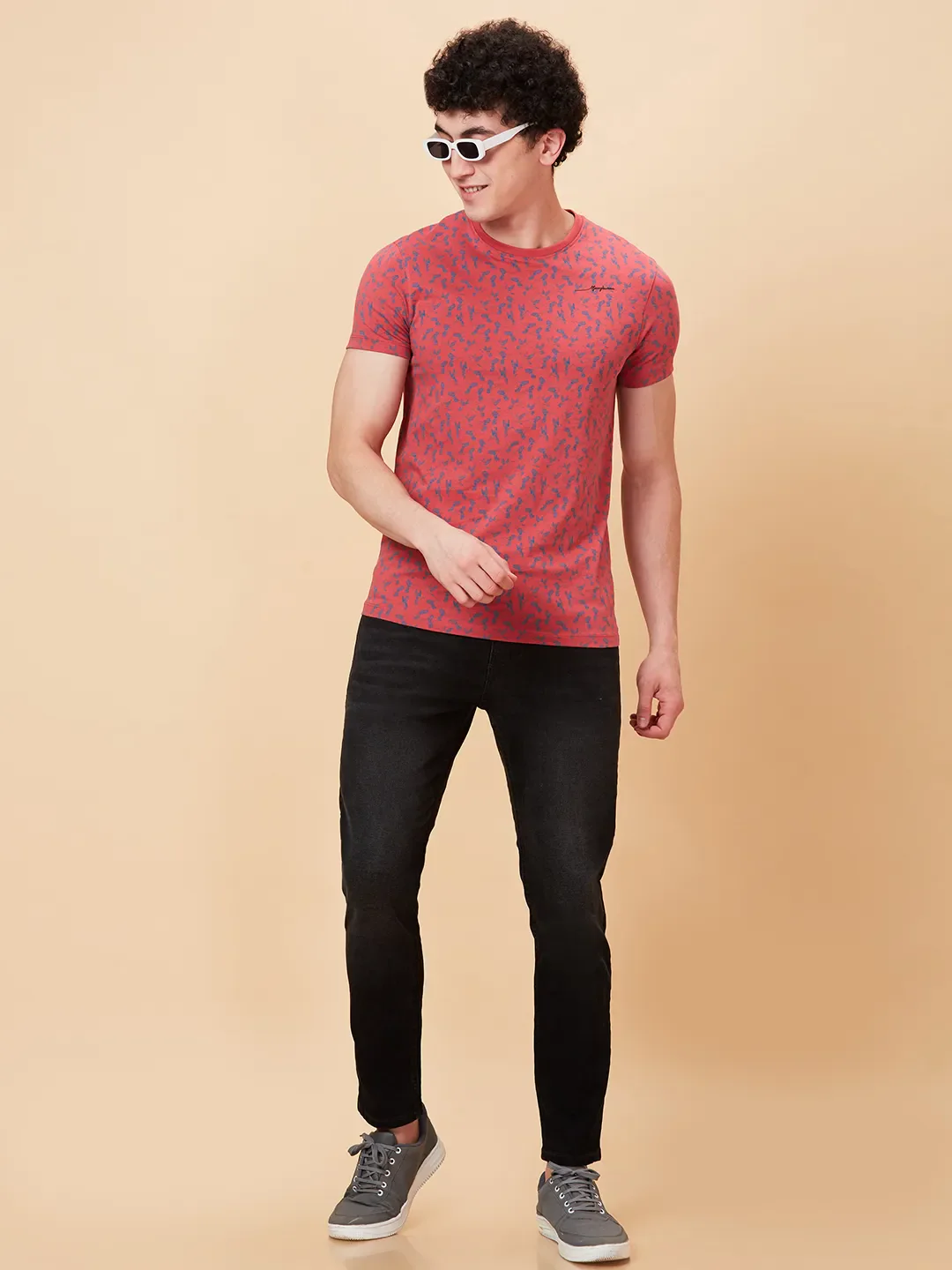 Mineral Red Regular Fit Round Neck Men's T-Shirt by Being Human Clothing - Image 6