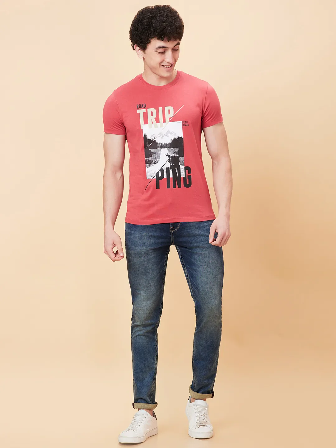 Mineral Red Regular Fit Round Neck Men's T-Shirt by Being Human Clothing - Image 2