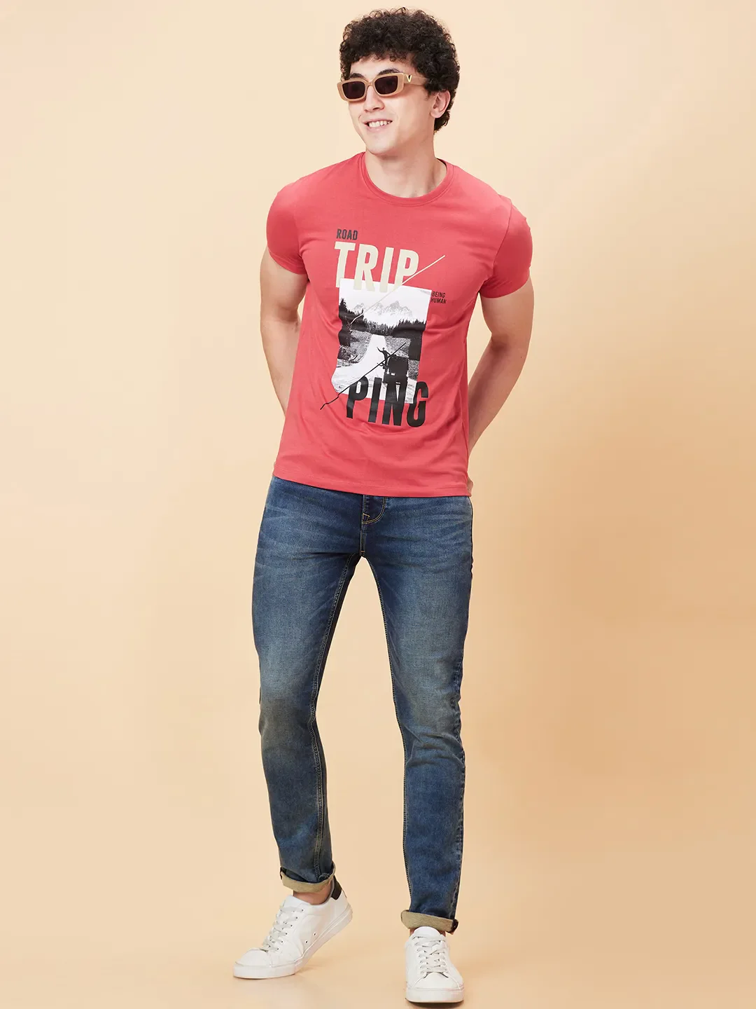 Mineral Red Regular Fit Round Neck Men's T-Shirt by Being Human Clothing - Image 6