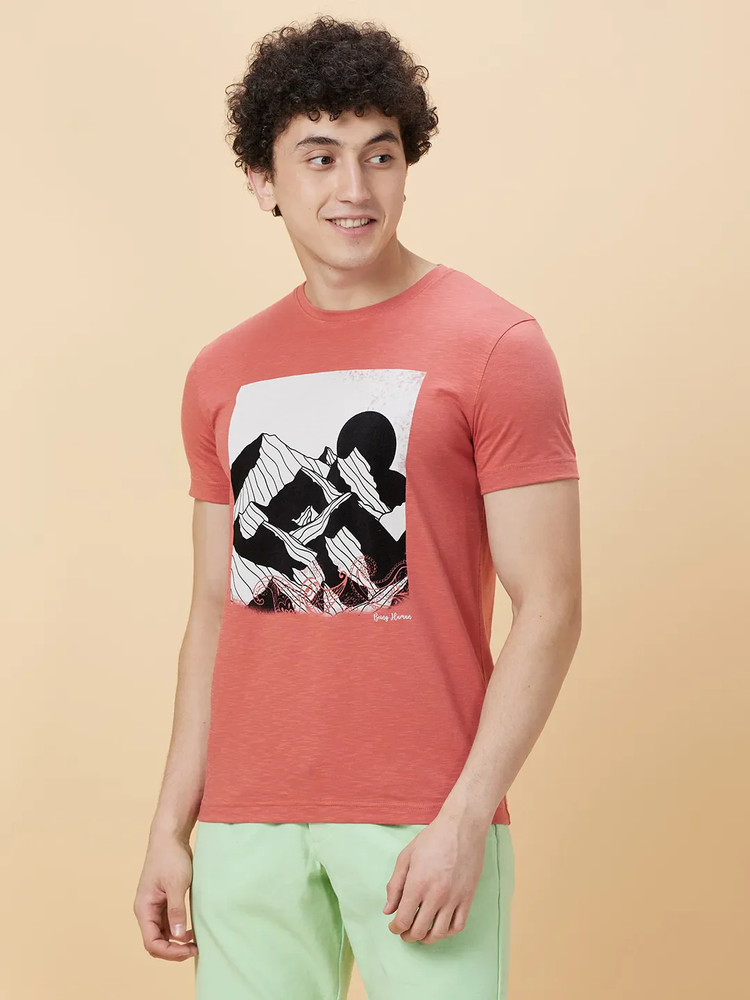 Mineral Red Regular Fit Round Neck Men's T-Shirt by Being Human Clothing - Image 3