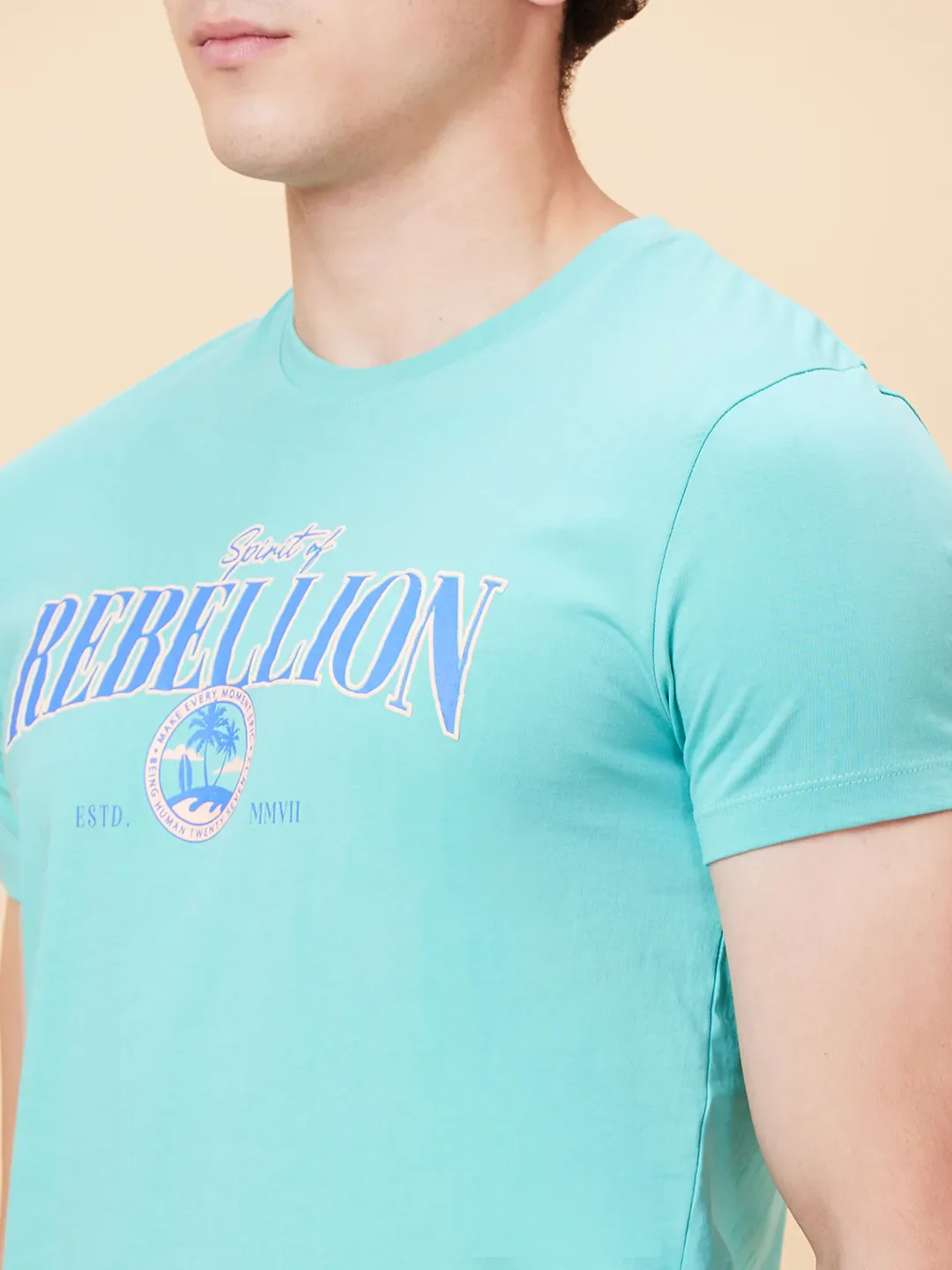 Mint Regular Fit Round Neck Men's T-Shirt by Being Human Clothing - Image 5