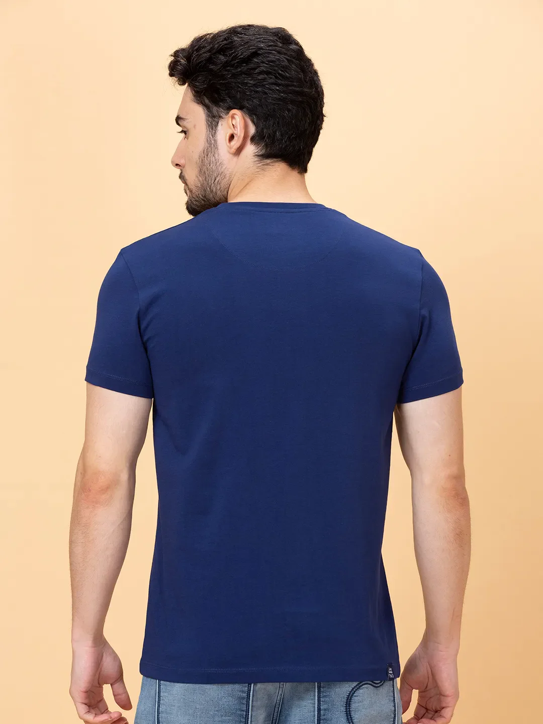 Navy Regular Fit Round Neck Men's T-Shirt by Being Human Clothing - Image 3