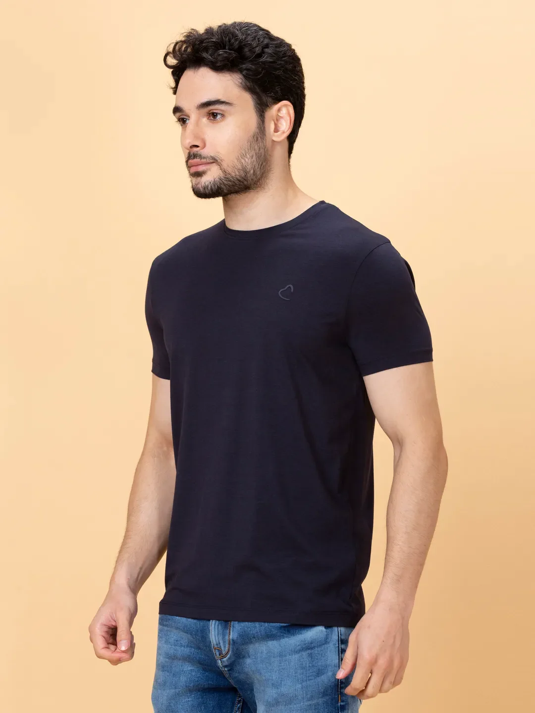Navy Regular Fit Round Neck Men's T-Shirt by Being Human Clothing - Image 4