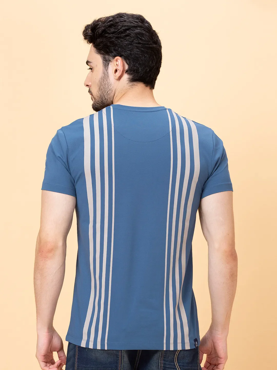 Navy Regular Fit Round Neck Men's T-Shirt by Being Human Clothing - Image 3