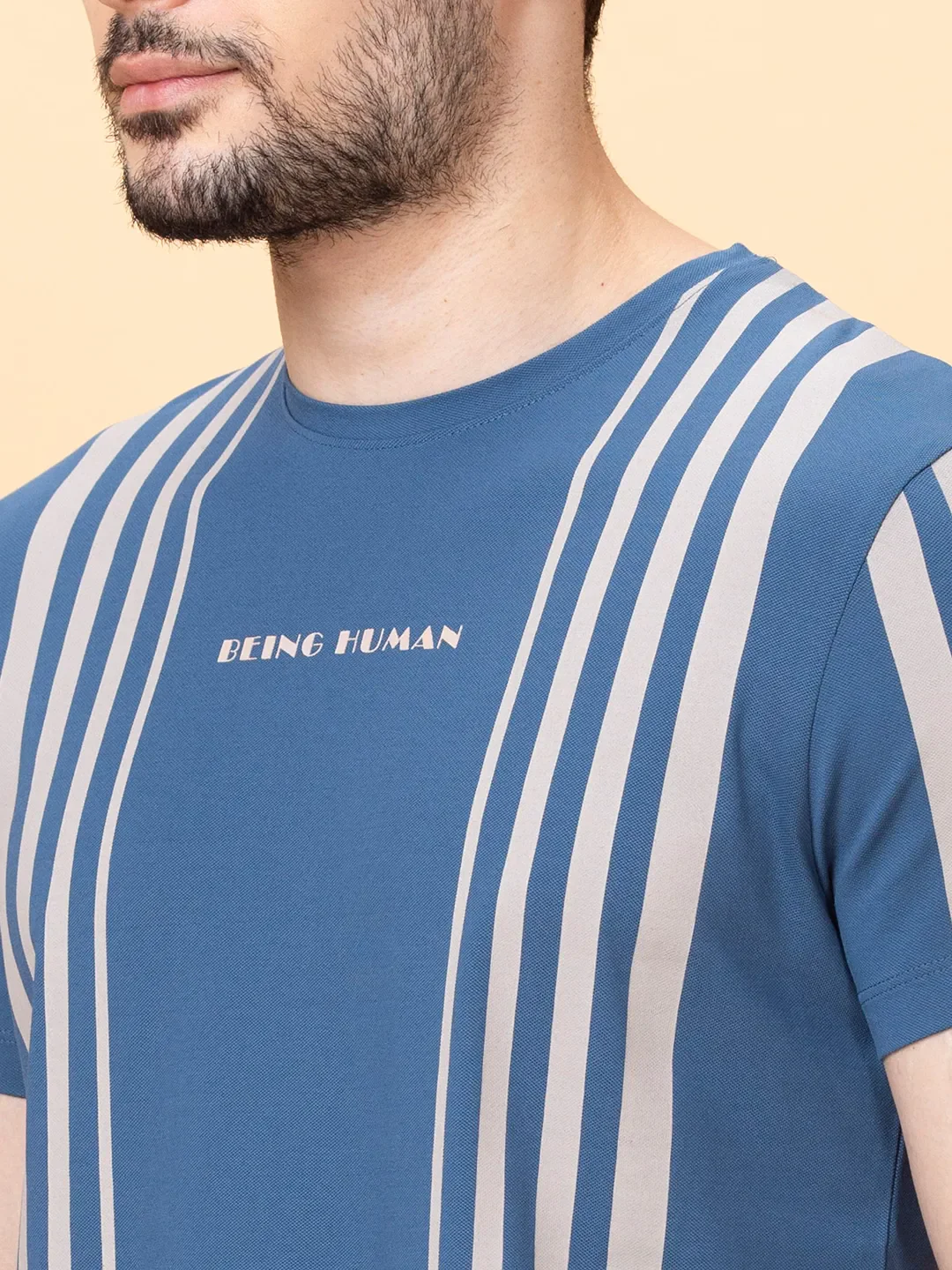 Navy Regular Fit Round Neck Men's T-Shirt by Being Human Clothing - Image 5