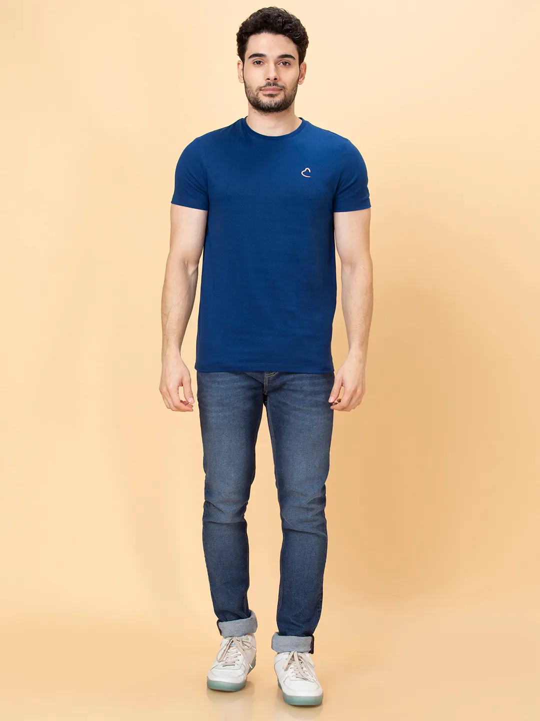 Navy Regular Fit Round Neck Men's T-Shirt by Being Human Clothing - Image 2