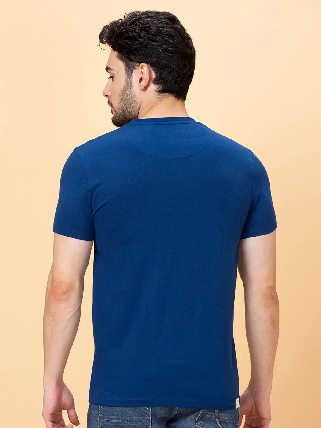 Navy Regular Fit Round Neck Men's T-Shirt by Being Human Clothing - Image 3