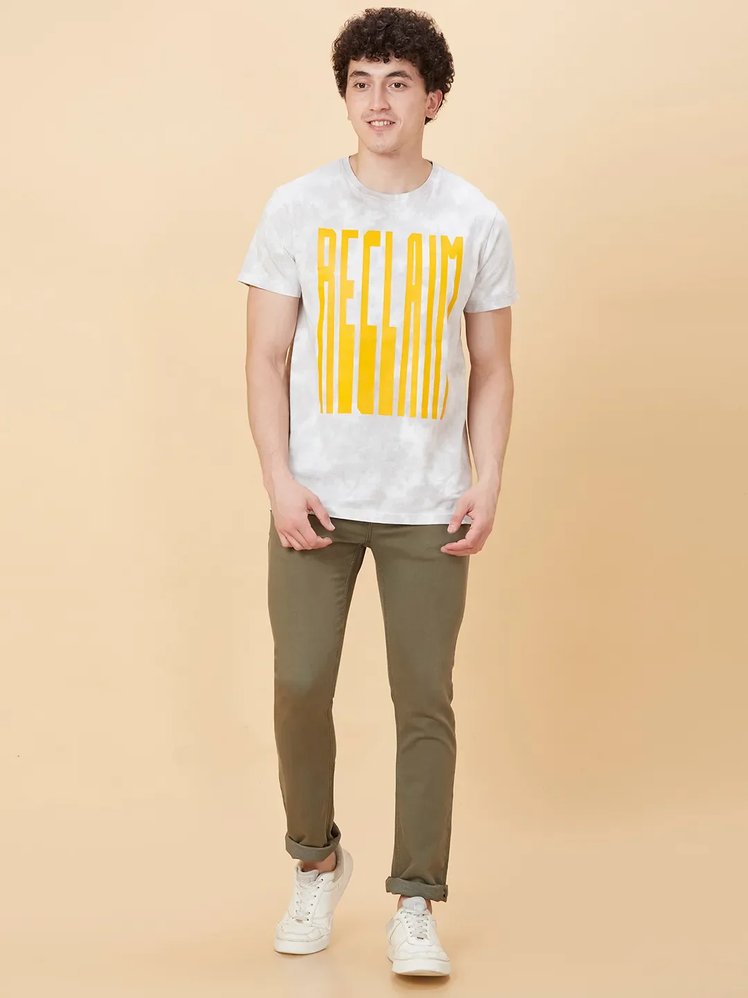 Off Grey Regular Fit Round Neck Men's T-Shirt by Being Human Clothing - Image 2