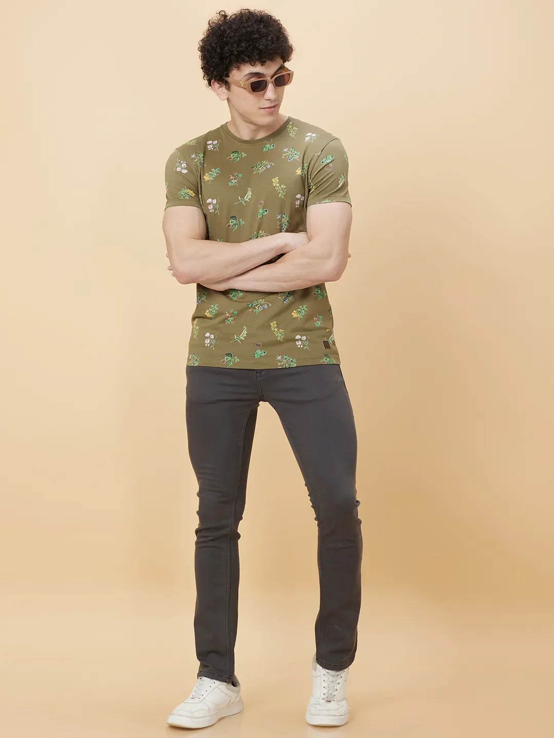 Olive Regular Fit Round Neck Men's T-Shirt by Being Human Clothing - Image 6