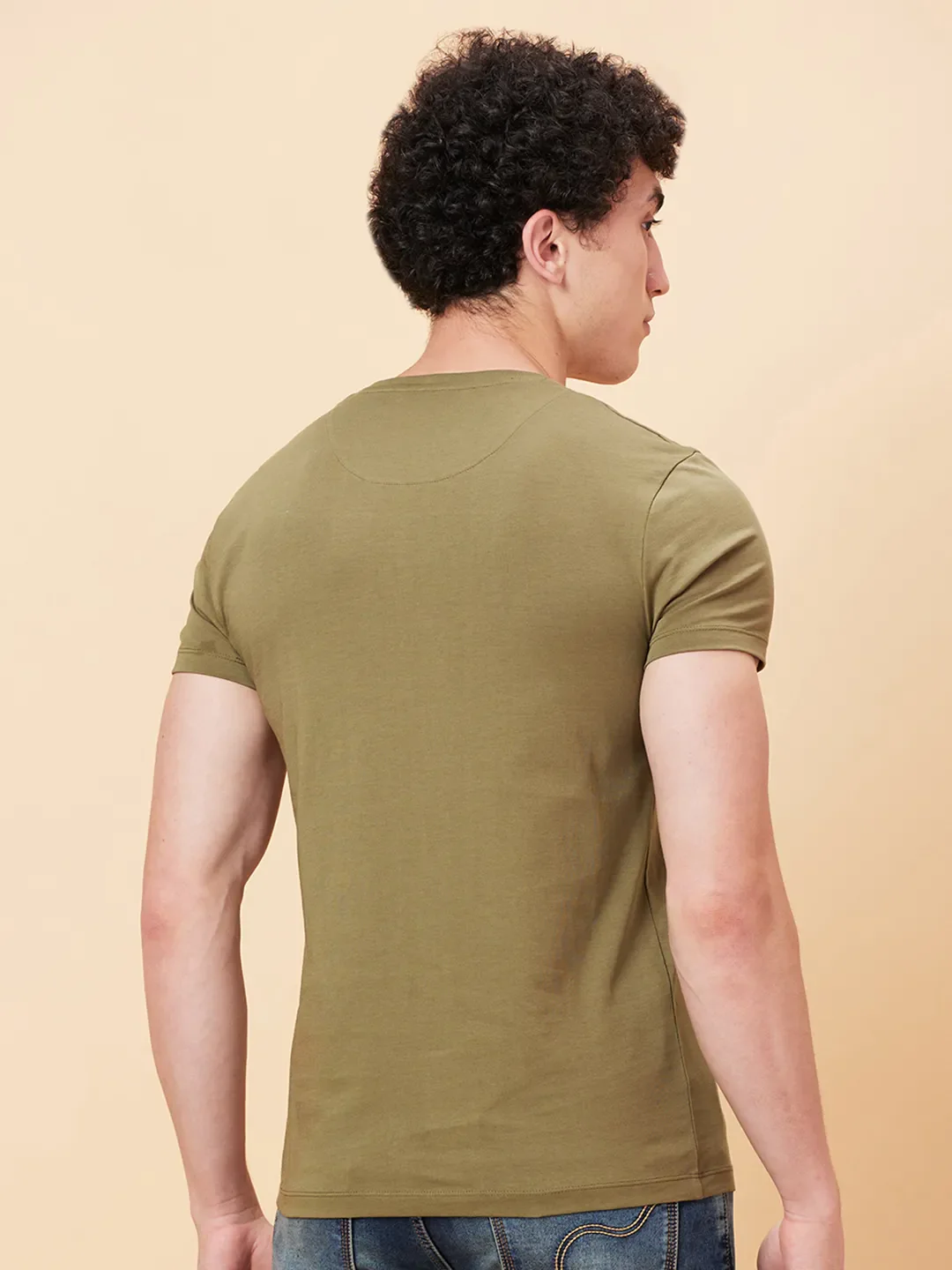 Olive Regular Fit Round Neck Men's T-Shirt by Being Human Clothing - Image 3
