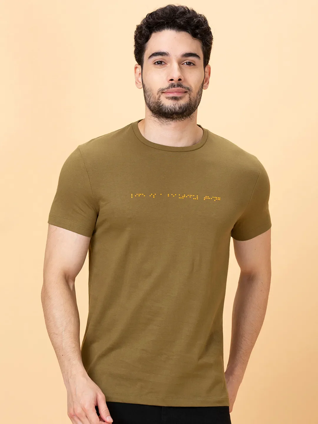 Green Regular Fit Men's Short Sleeves T-Shirt by Being Human Clothing