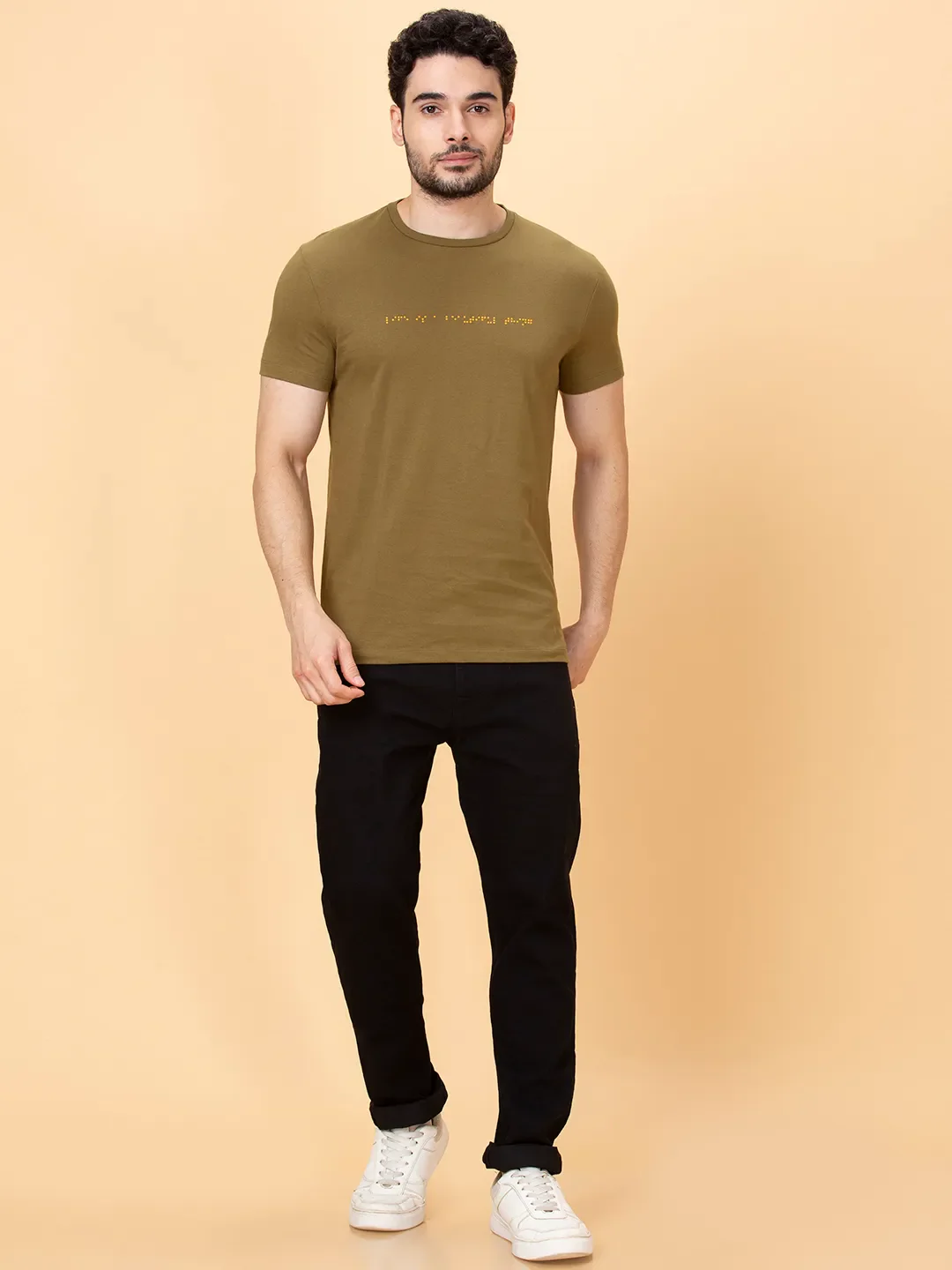 Green Regular Fit Men's Short Sleeves T-Shirt by Being Human Clothing - Image 2