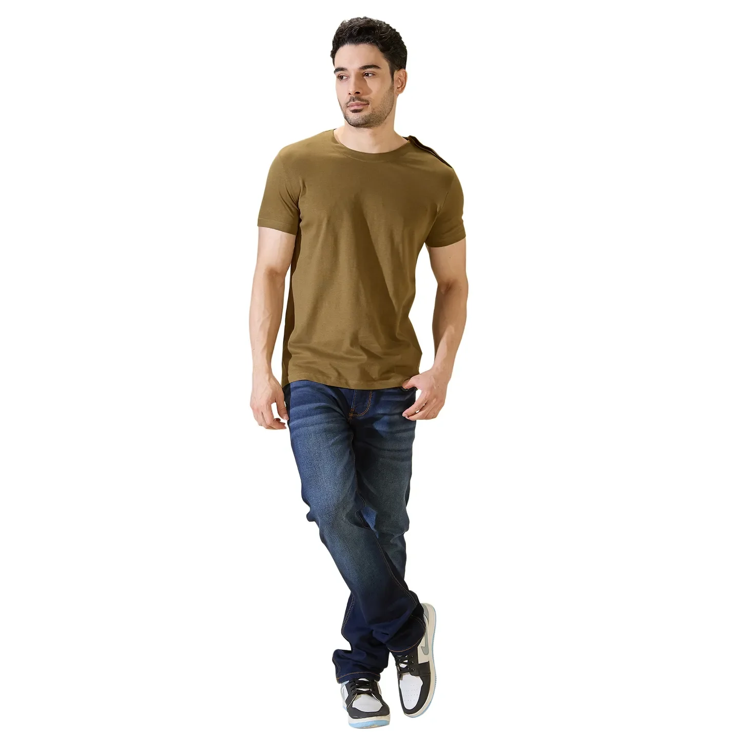 Olive Regular Fit Round Neck Men's T-Shirt by Being Human Clothing - Image 2