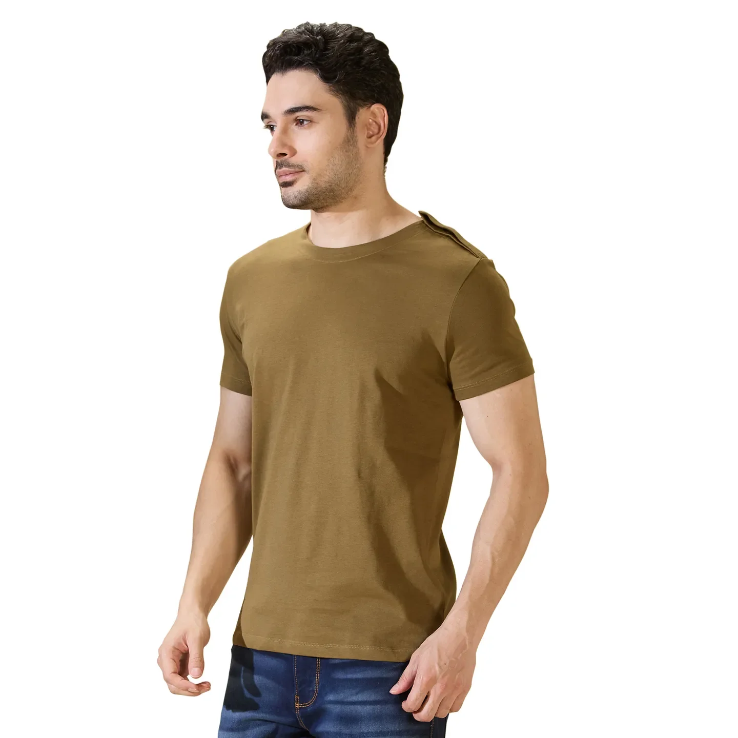 Olive Regular Fit Round Neck Men's T-Shirt by Being Human Clothing - Image 4