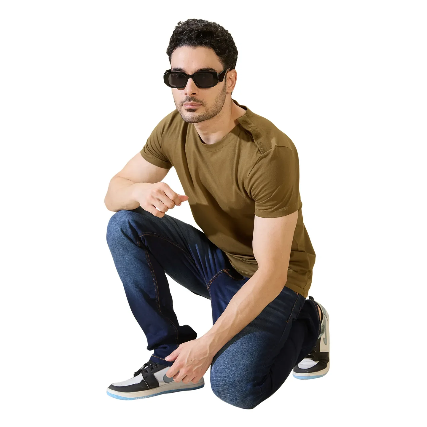 Olive Regular Fit Round Neck Men's T-Shirt by Being Human Clothing - Image 6
