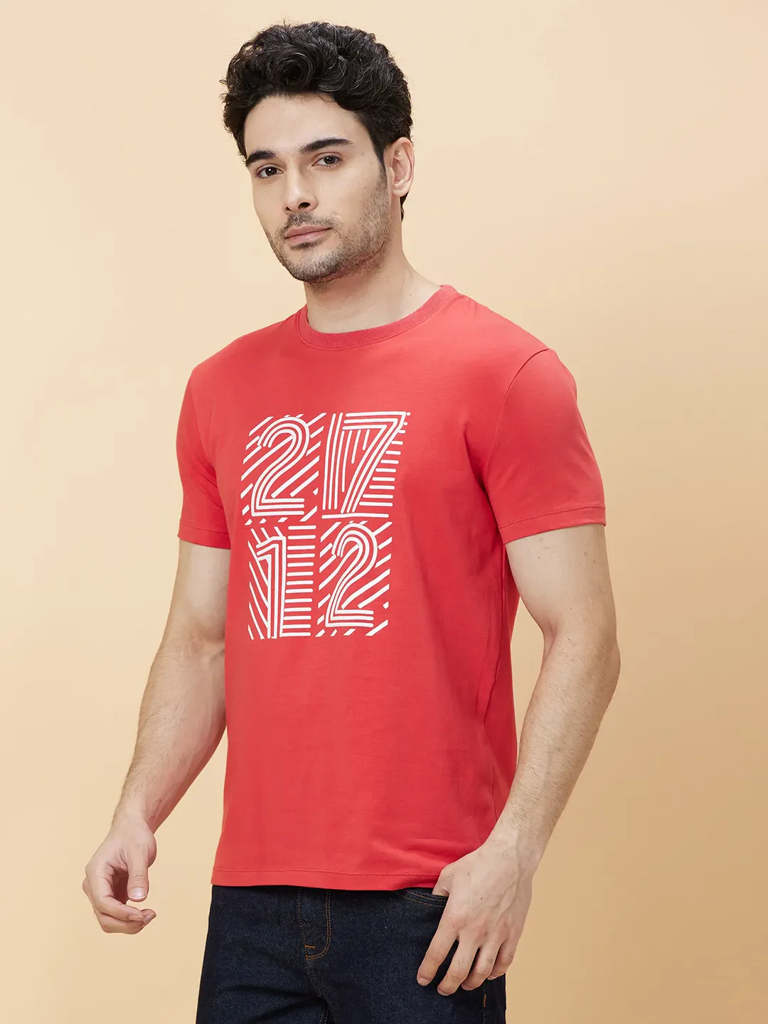 Orange Regular Fit Round Neck Men's T-Shirt by Being Human Clothing - Image 4