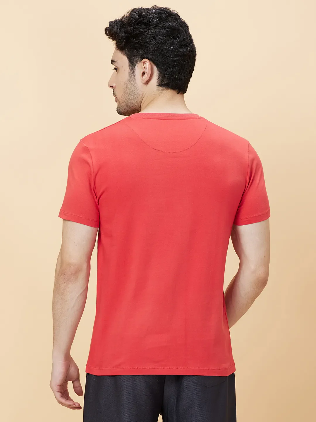 Orange Regular Fit Round Neck Men's T-Shirt by Being Human Clothing - Image 3