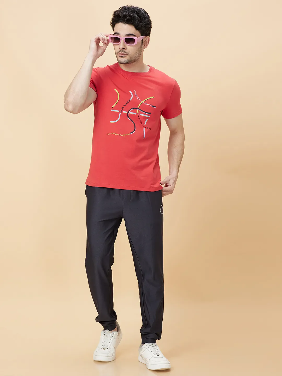 Orange Regular Fit Round Neck Men's T-Shirt by Being Human Clothing - Image 5