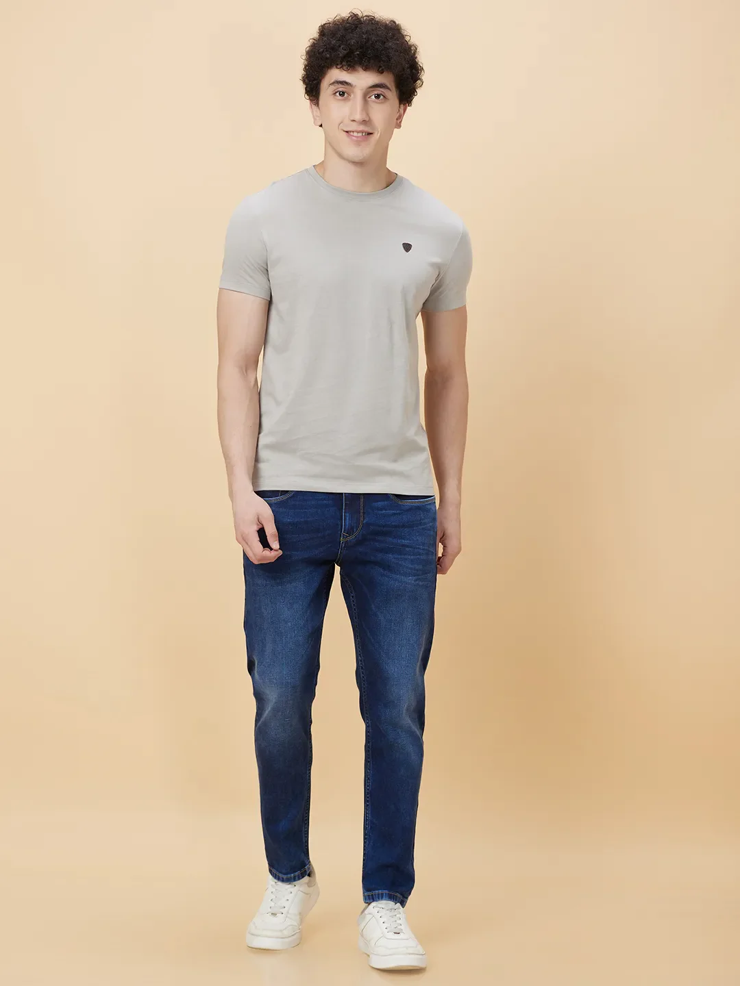 Sand Regular Fit Round Neck Men's T-Shirt by Being Human Clothing - Image 2
