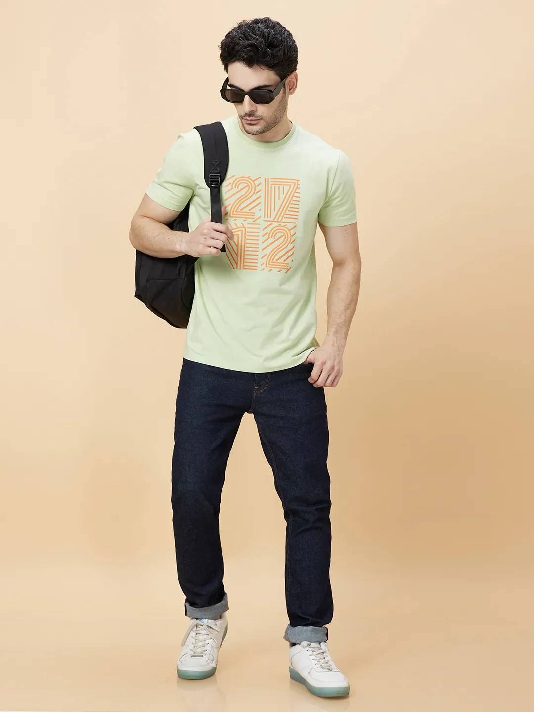 Sea Foam Regular Fit Round Neck Men's T-Shirt by Being Human Clothing