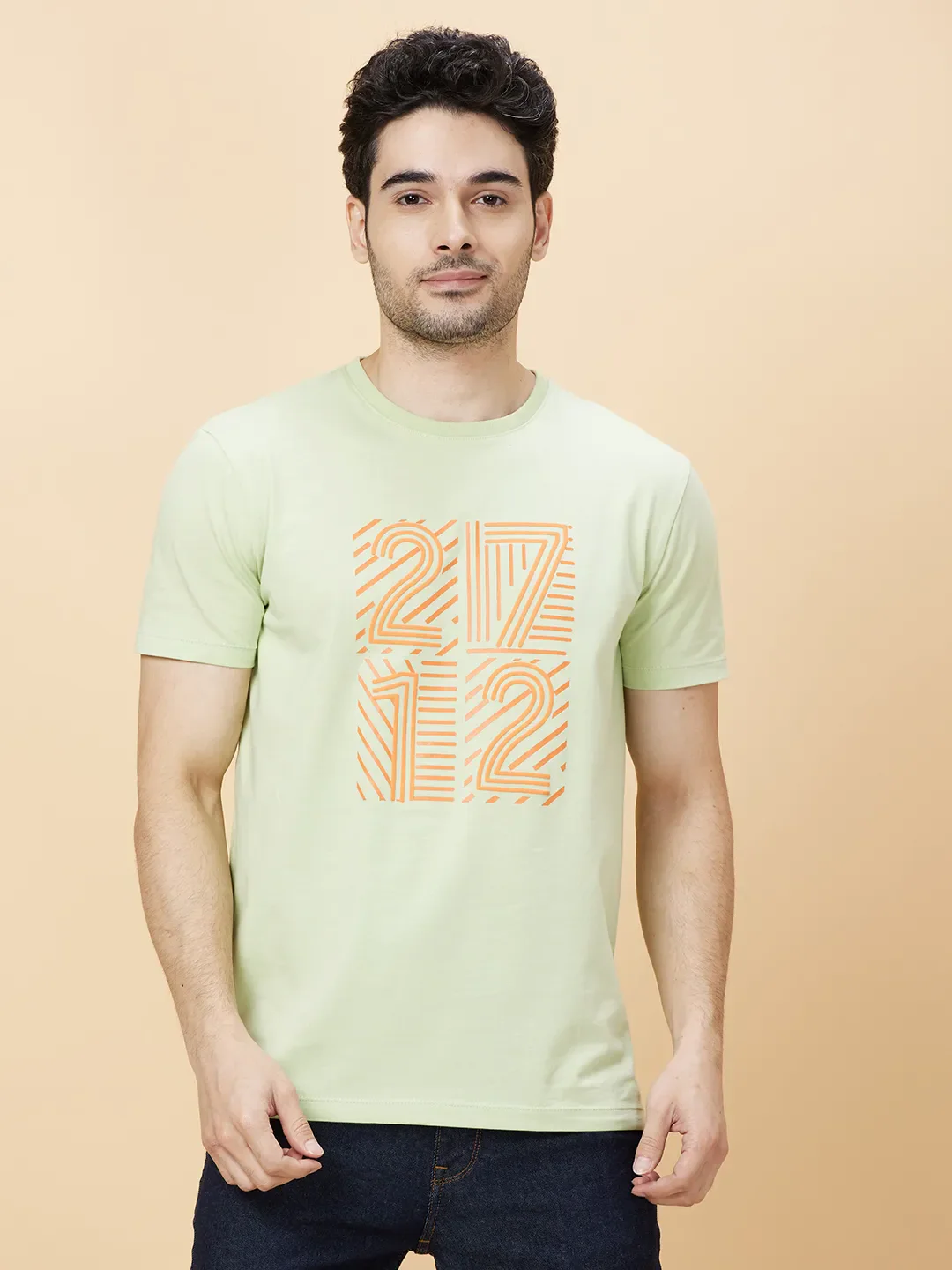 Sea Foam Regular Fit Round Neck Men's T-Shirt by Being Human Clothing - Image 6
