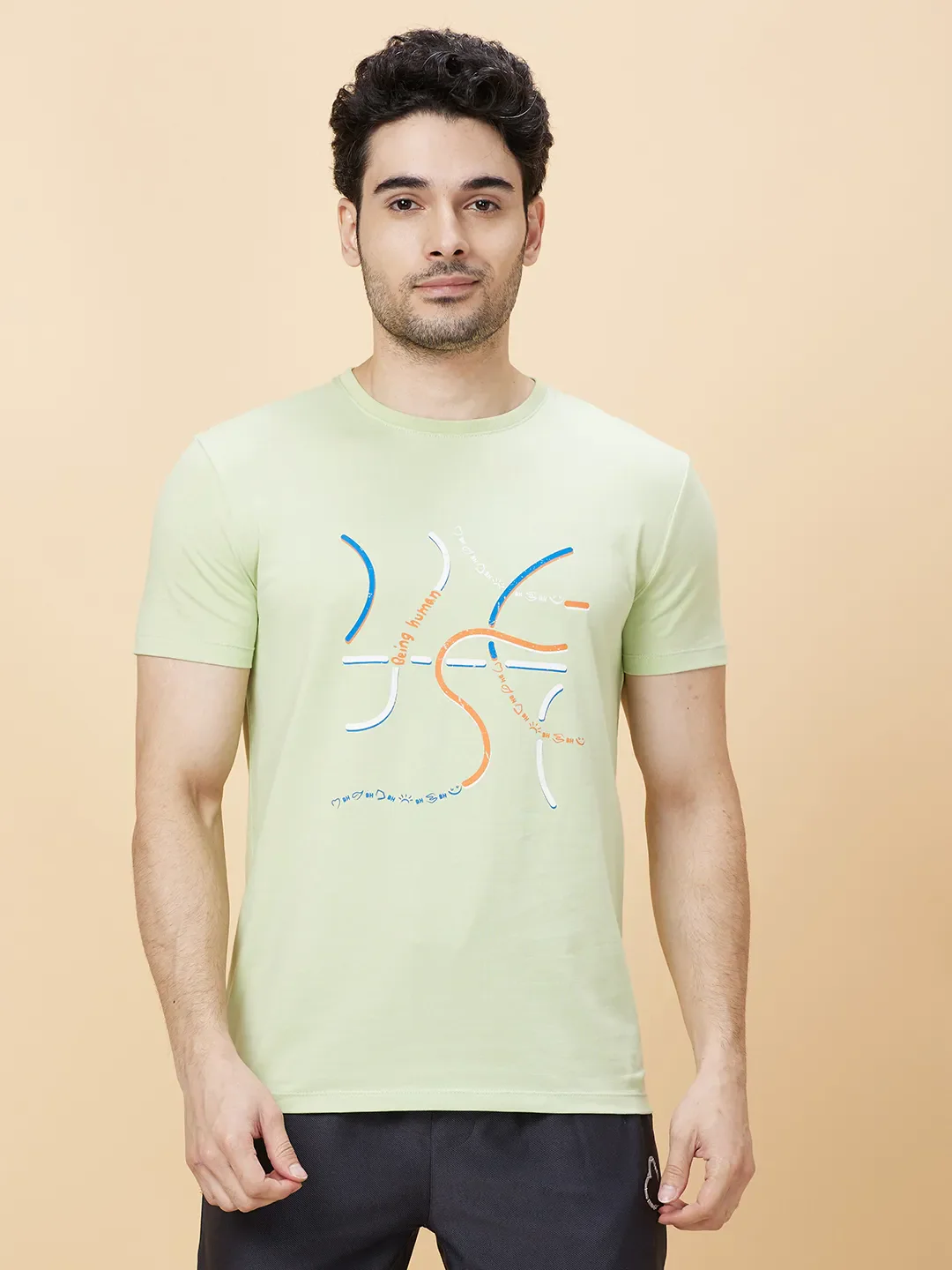 Sea Foam Green Regular Fit Round Neck Men's T-Shirt by Being Human Clothing