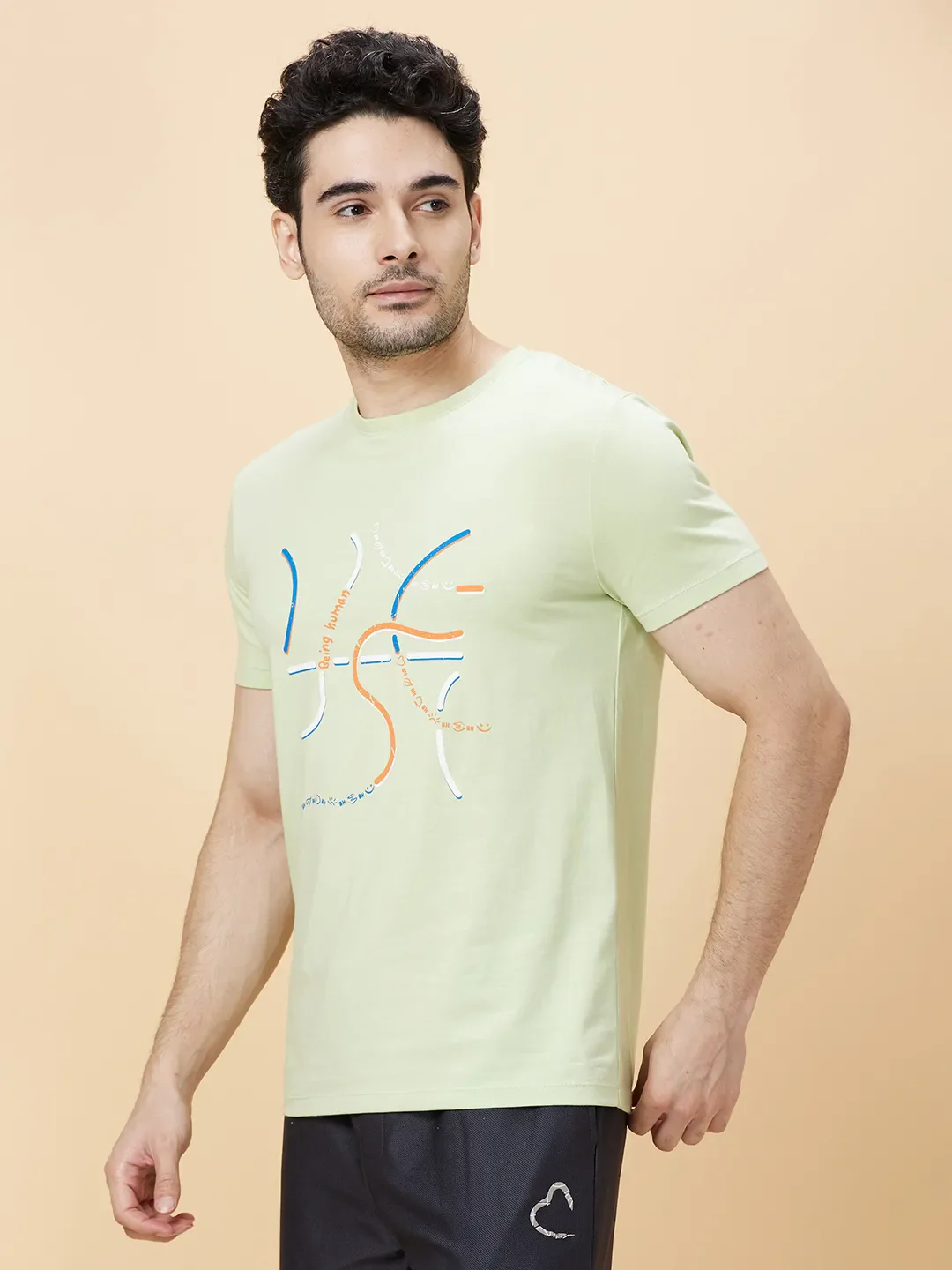 Sea Foam Green Regular Fit Round Neck Men's T-Shirt by Being Human Clothing - Image 4