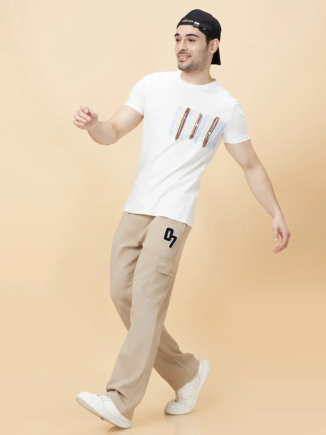 Snow White Regular Fit Round Neck Men's T-Shirt by Being Human Clothing