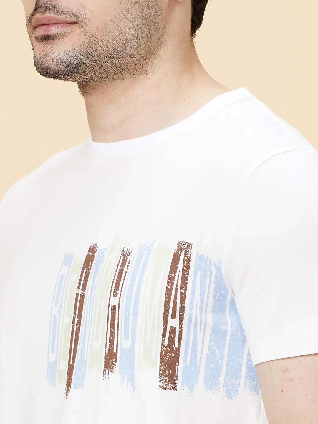 Snow White Regular Fit Round Neck Men's T-Shirt by Being Human Clothing - Image 2