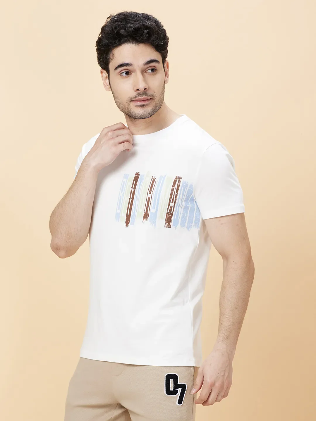 Snow White Regular Fit Round Neck Men's T-Shirt by Being Human Clothing - Image 4