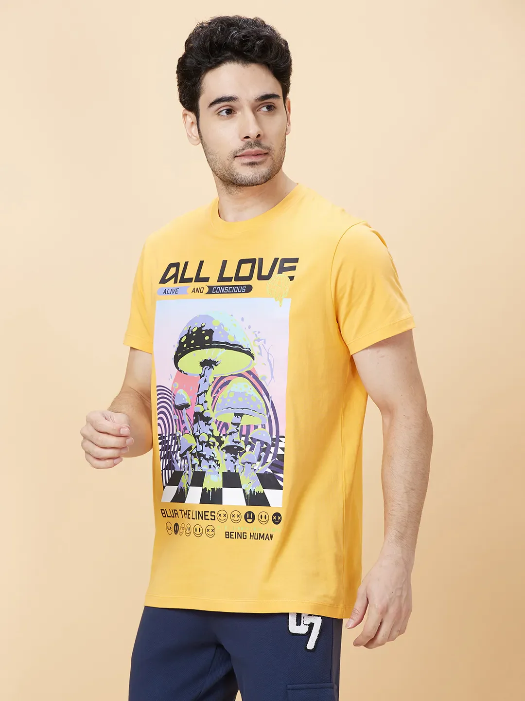 Vibrant Orange Regular Fit Round Neck Men's T-Shirt by Being Human Clothing - Image 3