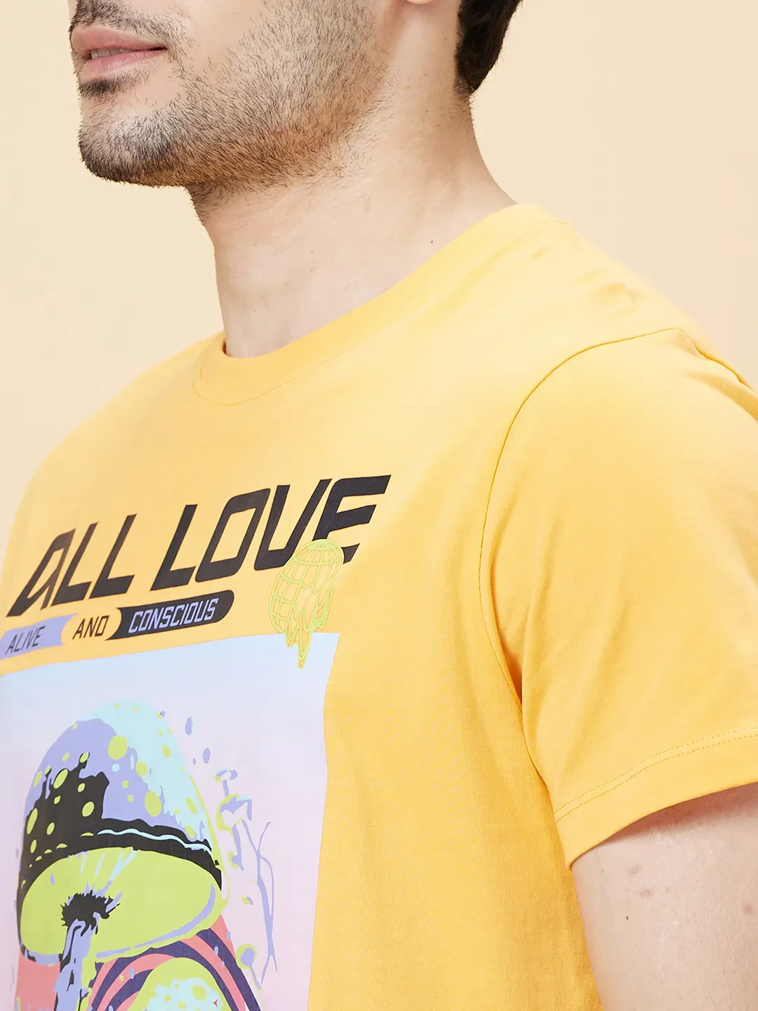 Vibrant Orange Regular Fit Round Neck Men's T-Shirt by Being Human Clothing - Image 5