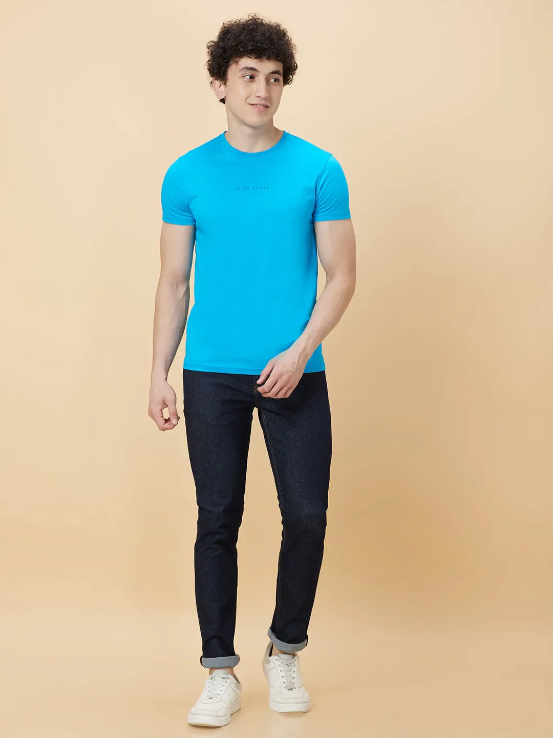 Vivid Blue Regular Fit Round Neck Men's T-Shirt by Being Human Clothing - Image 2