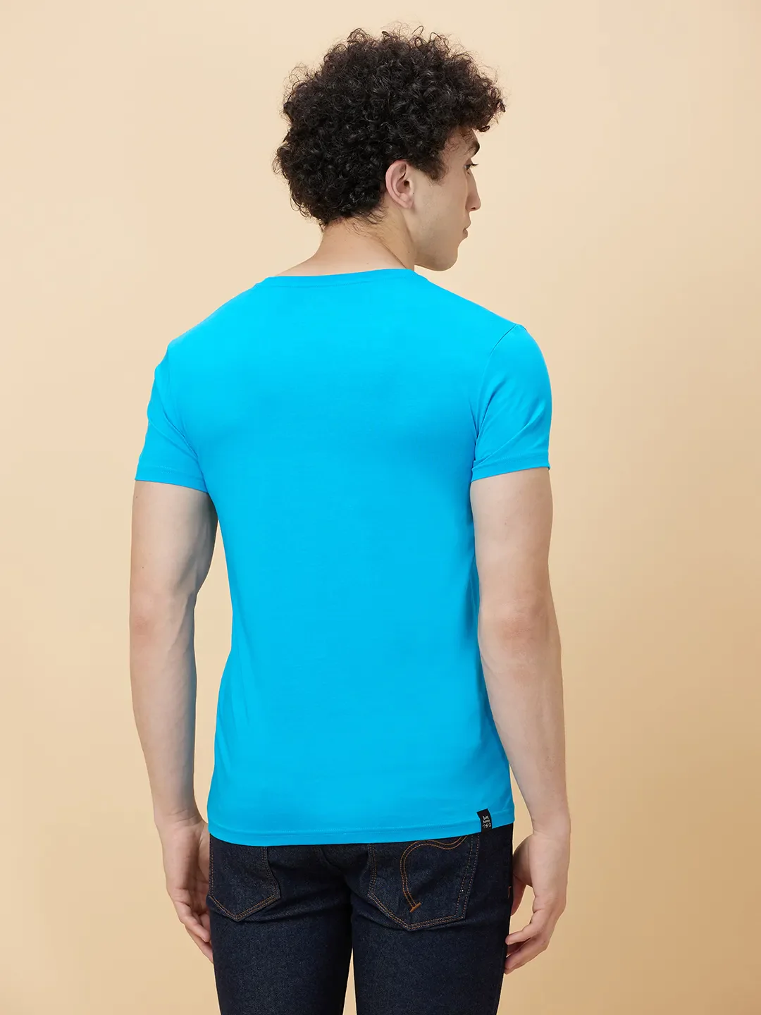 Vivid Blue Regular Fit Round Neck Men's T-Shirt by Being Human Clothing - Image 4