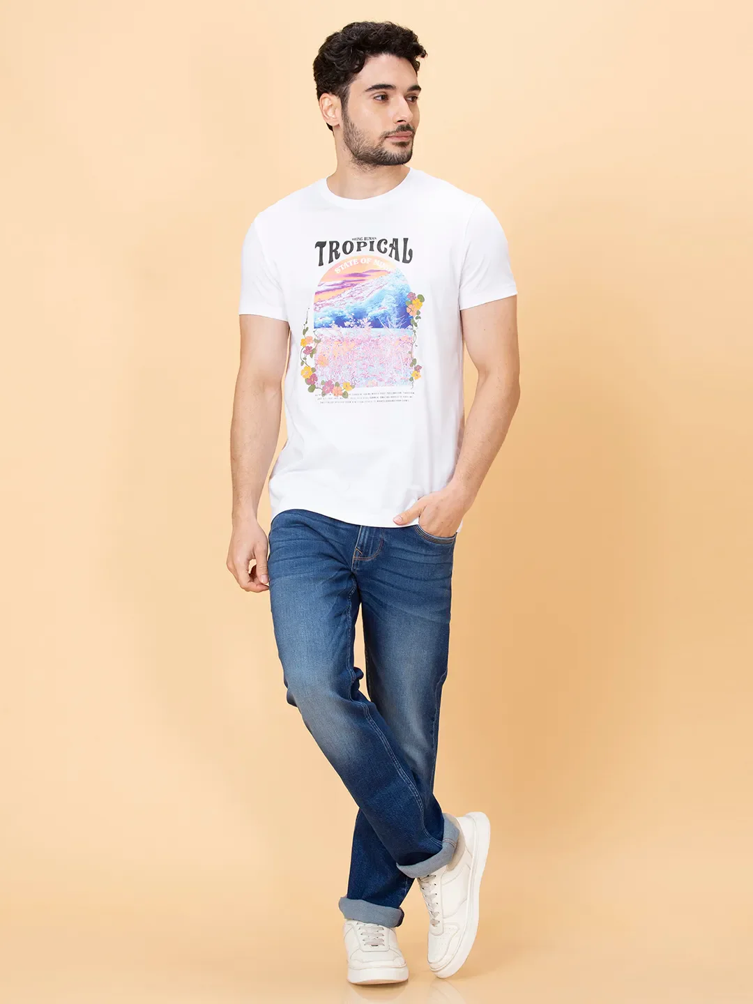 White Regular Fit Men's Short Sleeves T-Shirt by Being Human Clothing - Image 2