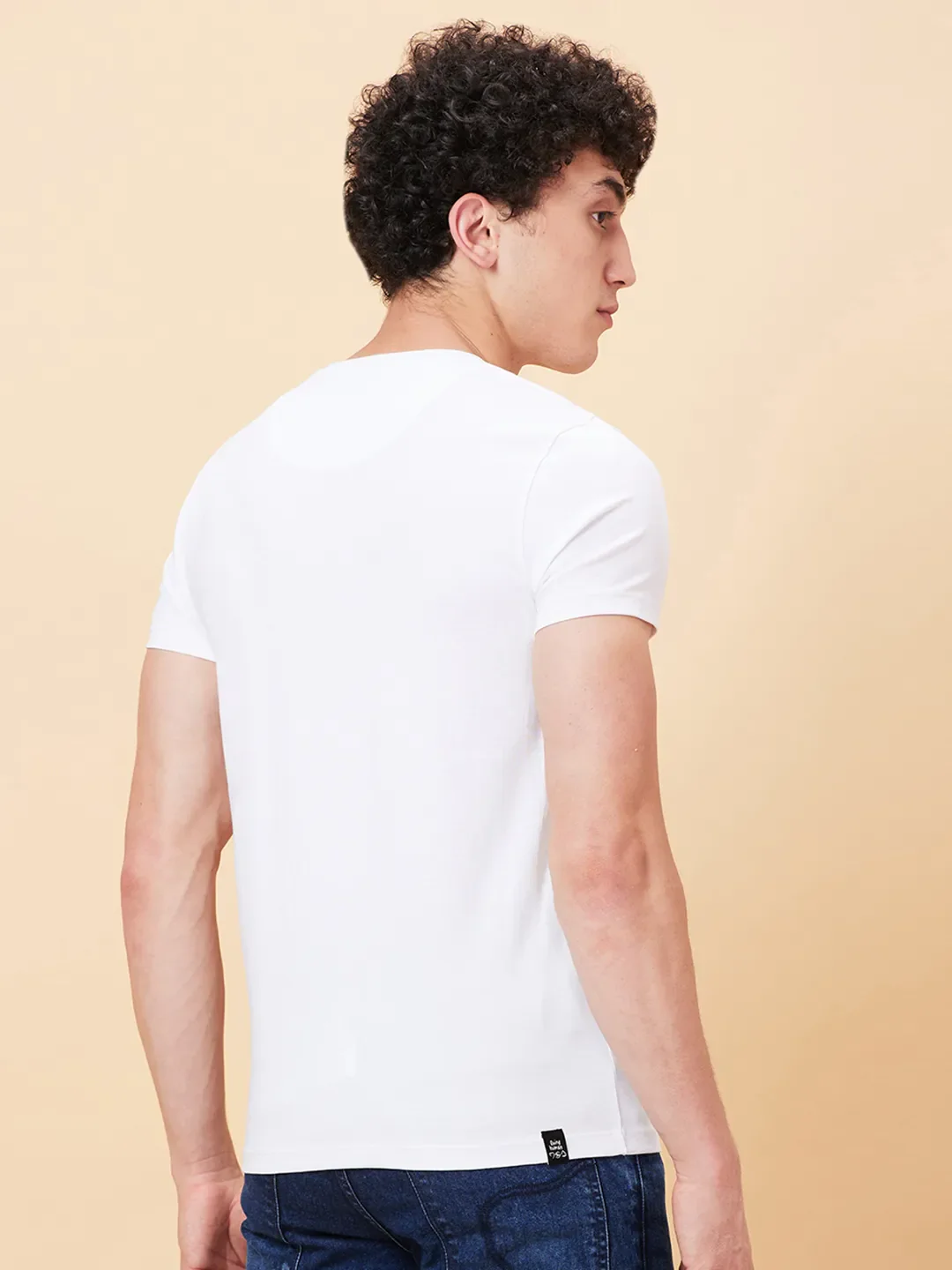 White Regular Fit Round Neck Men's T-Shirt by Being Human Clothing - Image 3