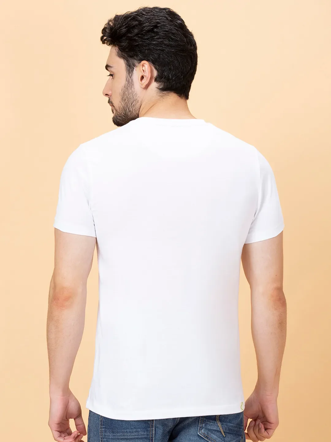 White Regular Fit Round Neck Men's T-Shirt by Being Human Clothing - Image 4