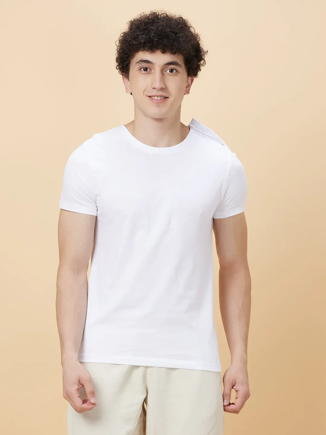 White Regular Fit Round Neck Men's T-Shirt by Being Human Clothing - Image 12