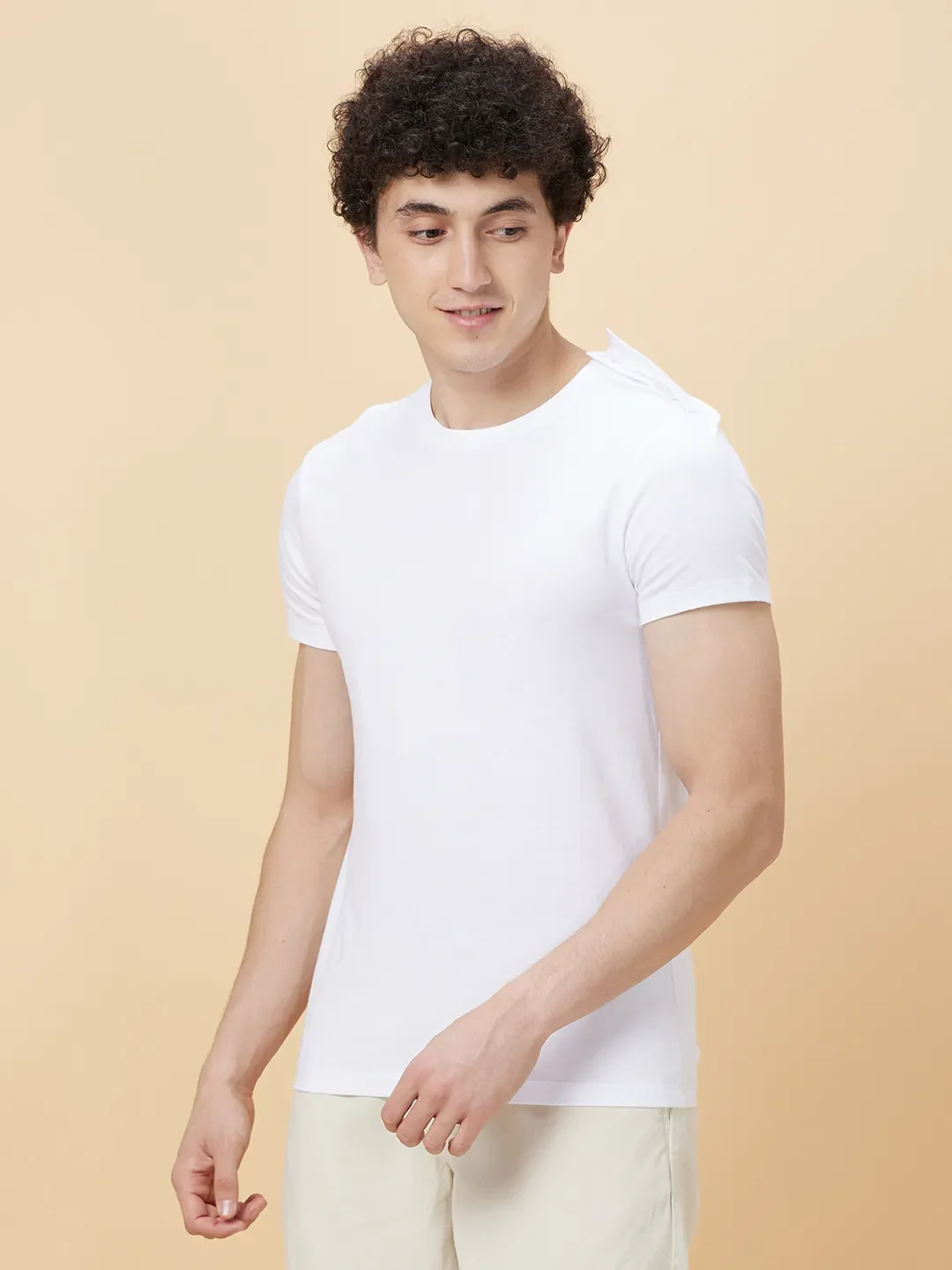 White Regular Fit Round Neck Men's T-Shirt by Being Human Clothing - Image 3