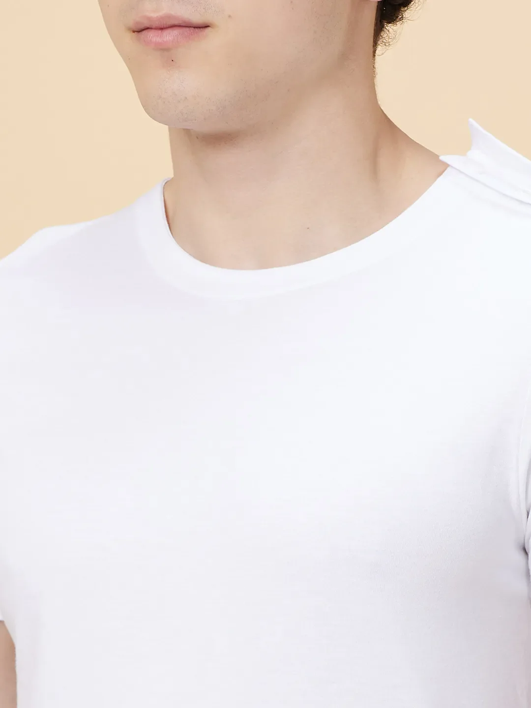 White Regular Fit Round Neck Men's T-Shirt by Being Human Clothing - Image 5