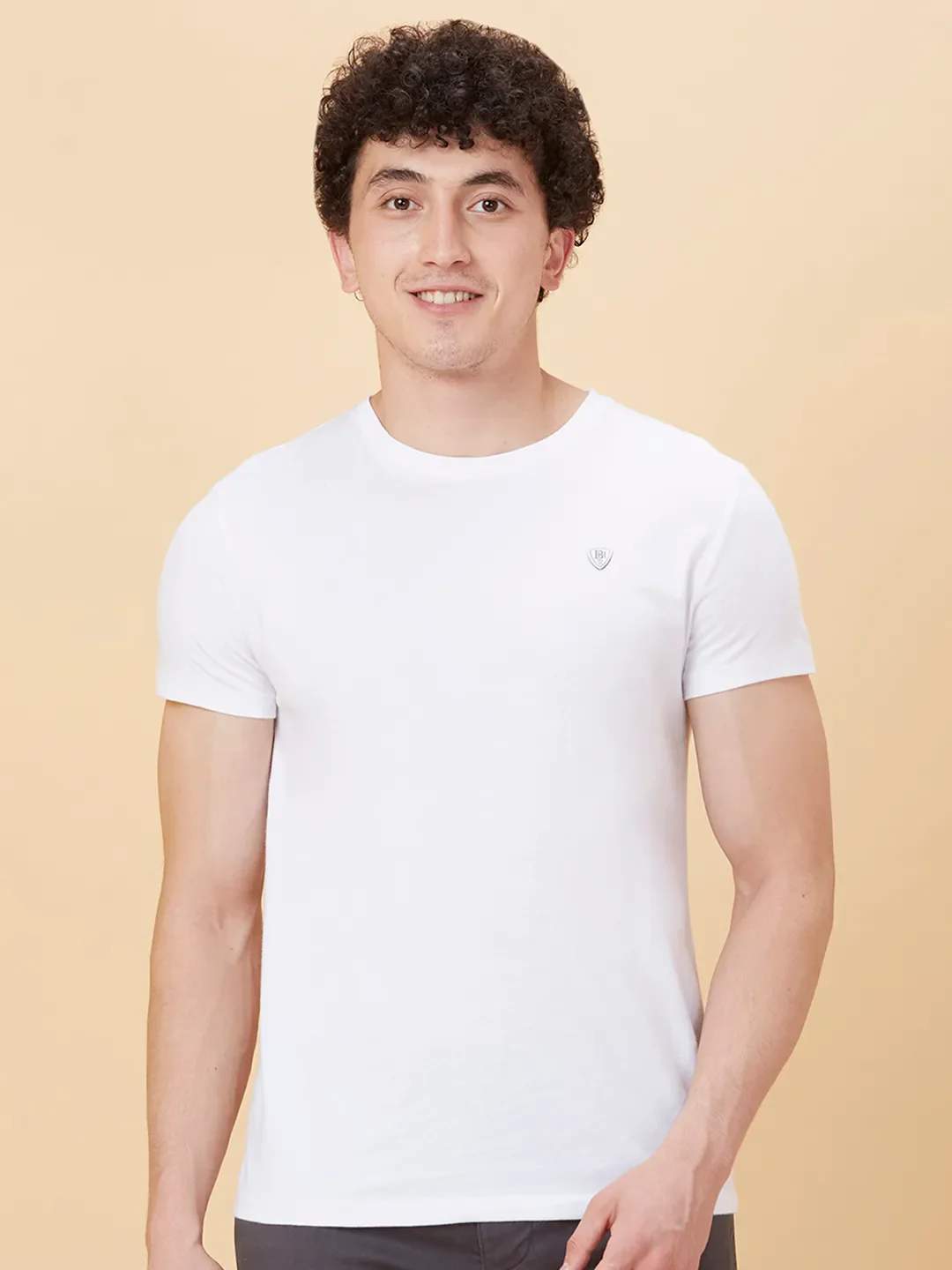 White Regular Fit Round Neck Men's T-Shirt by Being Human Clothing